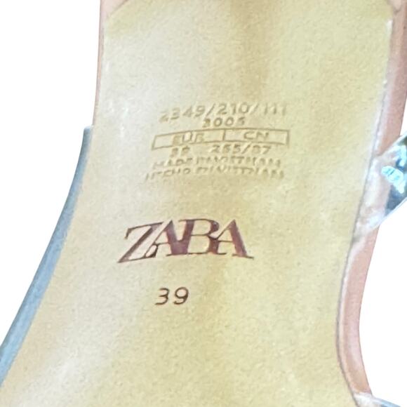 New ZARA Clear Vinyl Nude Stiletto Pointed Sandals Rhinestone Bow Sz 39 US 8.5 - Picture 10 of 10